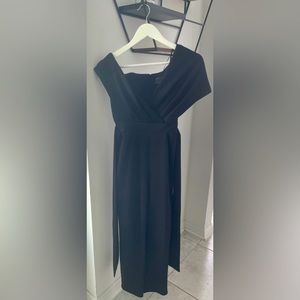 ASOS fallen shoulder black jumpsuit